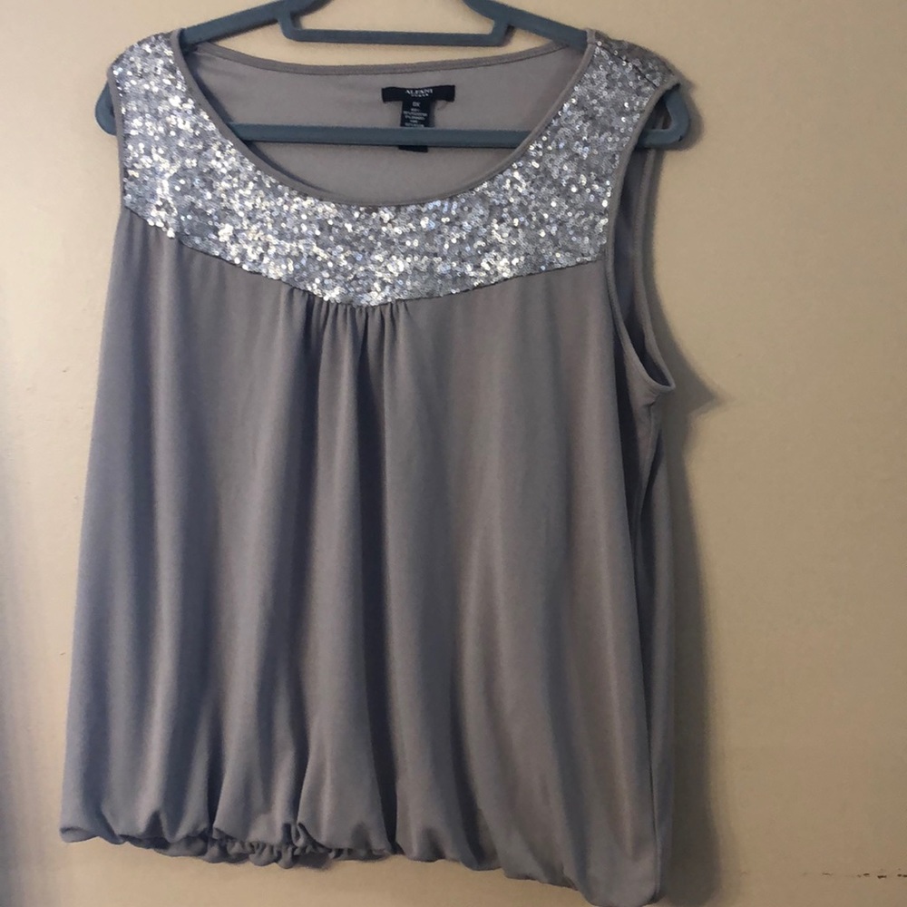Alfani grey/silver dress top